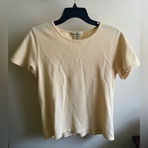 Vintage Eddie Bauer Light Yellow Waffle Cotton Shirt Short Sleeve Top Medium